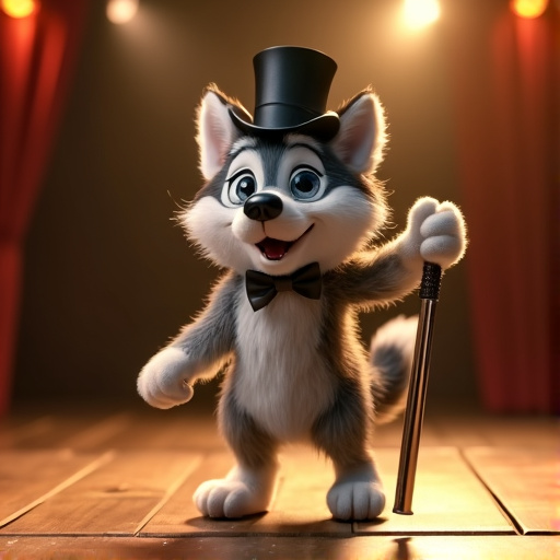 Husky in the Spotlight: A Playful Performance