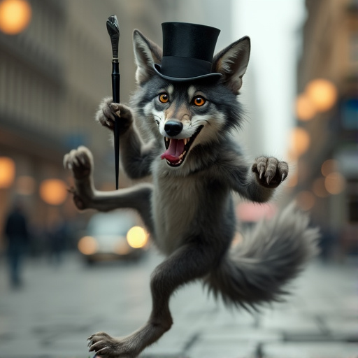 Wolf in a Top Hat: City Slicker with a Mischievous Grin