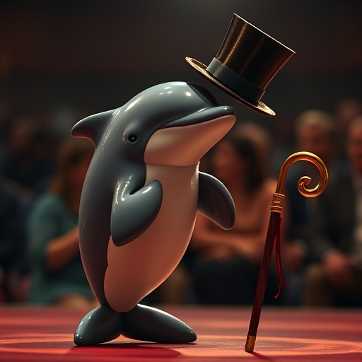 Dapper Dolphin Takes the Stage in Whimsical Cartoon