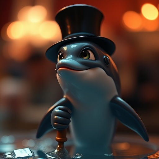 Top Hatted Dolphin: A Whimsical Portrait