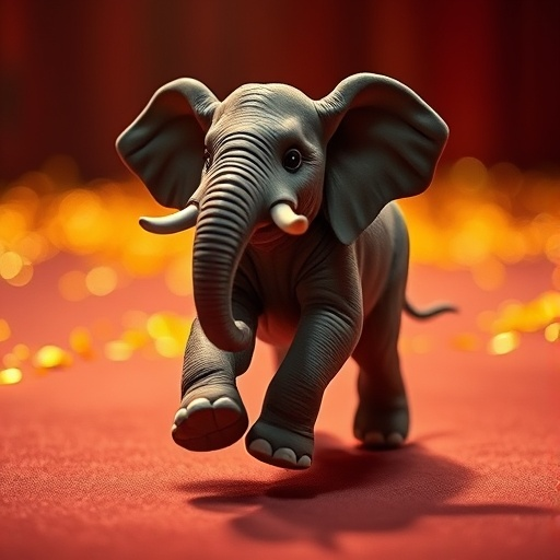 Toy Elephant in Motion: A Whimsical Moment Captured