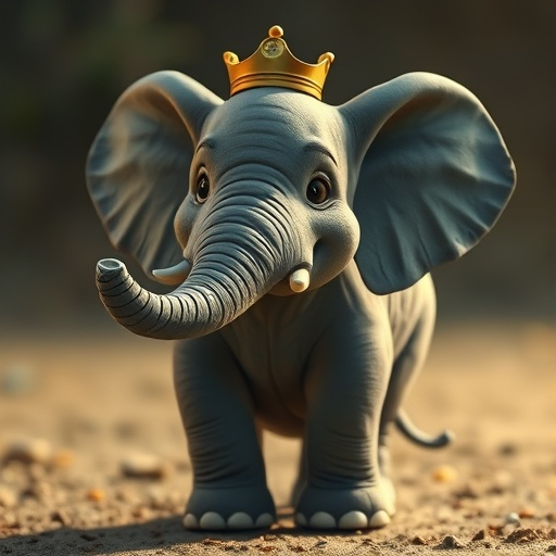 Curious Crowned Elephant on a Dirt Path