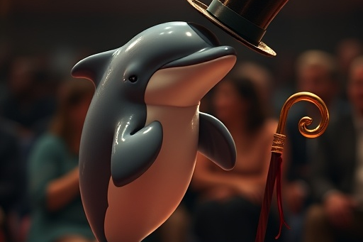 image from Tiny Characters: A Dolphin's Tap Dancing Debut with Flux-schnell