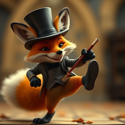 A Dash of Whimsy: A Cartoon Fox in Top Hat and Tails