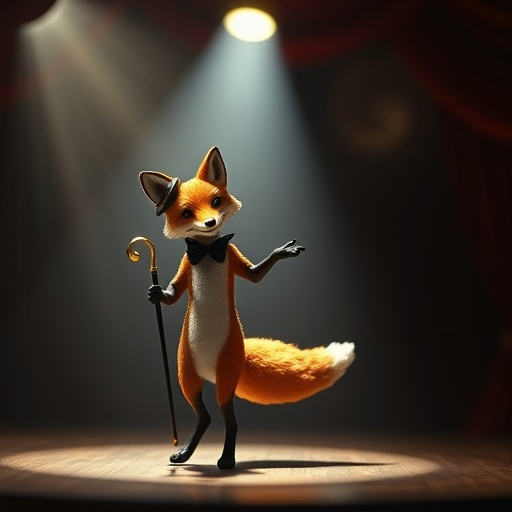 Charming Fox Takes Center Stage in Whimsical Spotlight