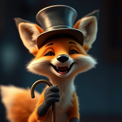 A Playful Fox in a Top Hat: Whimsical Charm in Every Detail