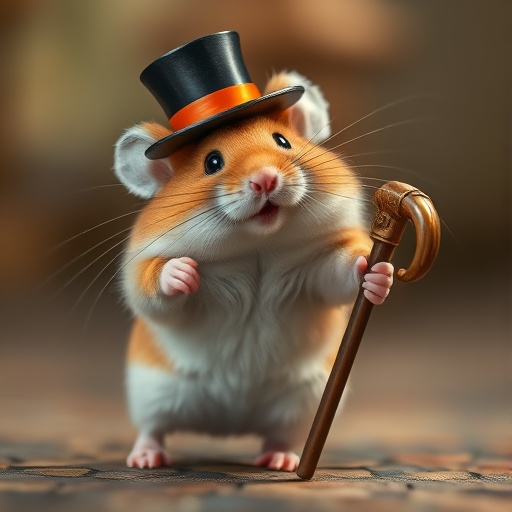 Top Hat and a Stick: This Hamster is Ready for Adventure!