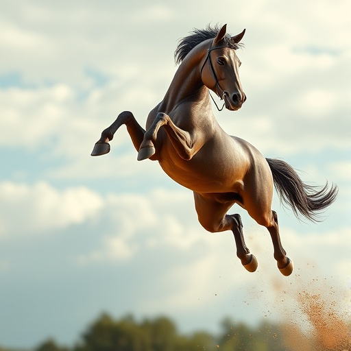 Leaping Through the Clouds: A Horse’s Powerful Moment