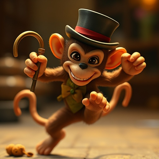 A Whimsical Monkey in a Top Hat: Playful Charm in Every Step