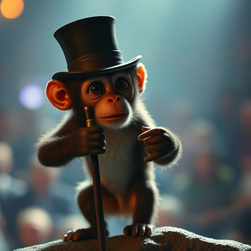 Top Hat and Cane: A Monkey’s Playful Mischief