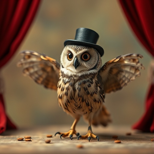 Tiny Top Hat, Big Personality: Owl Steals the Show with Whimsical Charm