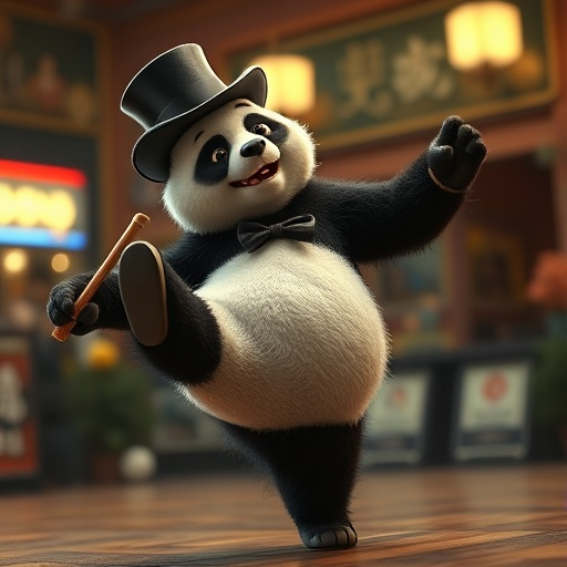 Panda in a Top Hat Takes the Stage with Whimsical Charm