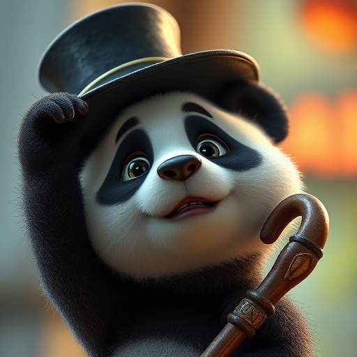 A Top Hatted Panda’s Playful Adventure