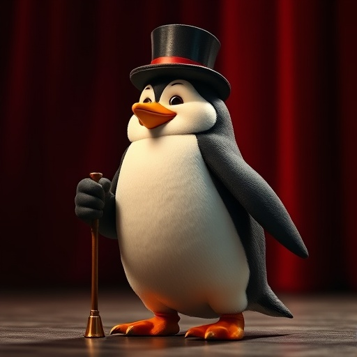 Top Hat and Cane: A Penguin Takes the Stage