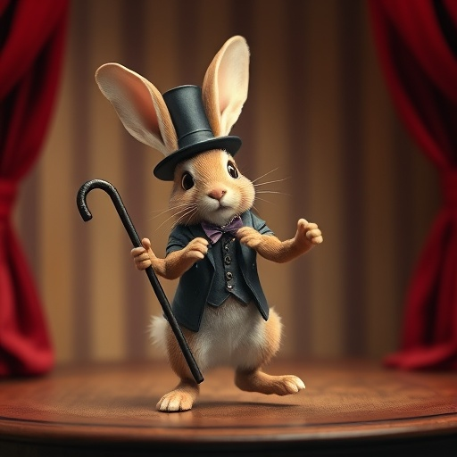 Tuxedoed Rabbit Strikes a Pose on Stage