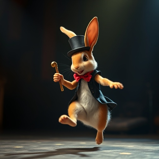 A Dapper Rabbit Takes the Stage in a Whimsical Dance