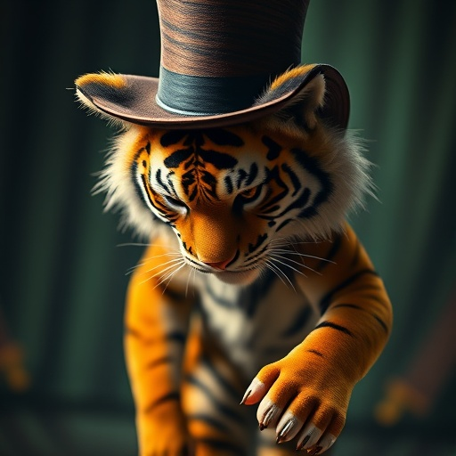 A Top Hatted Tiger’s Mysterious Gaze