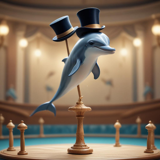 Top Hatted Dolphin Takes Center Stage in Whimsical Scene