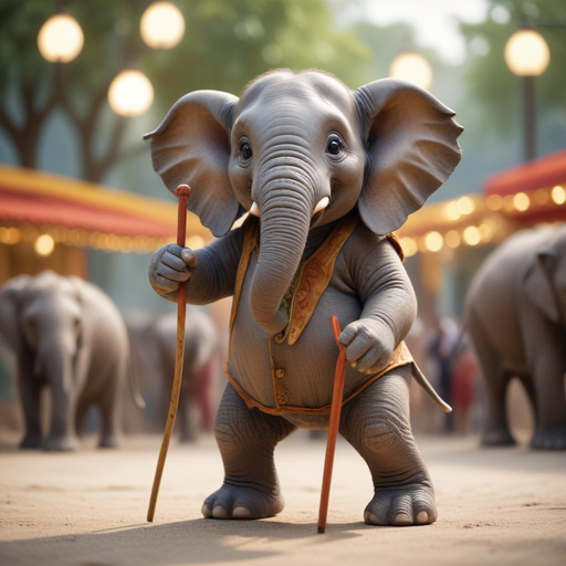 A Whimsical Circus Act: Cartoon Elephant Steals the Show