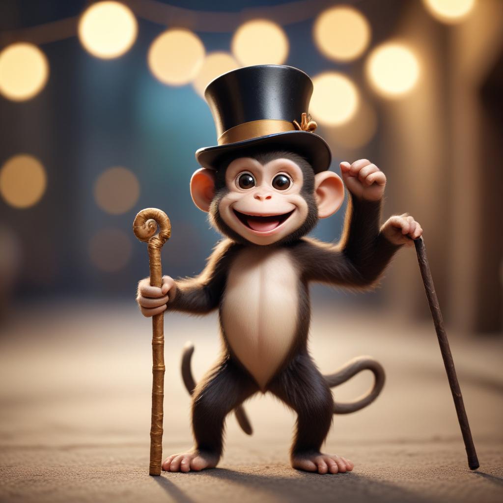 Tiny Characters, Big Personality: A Monkey's Tap-Dancing Triumph with Freepik