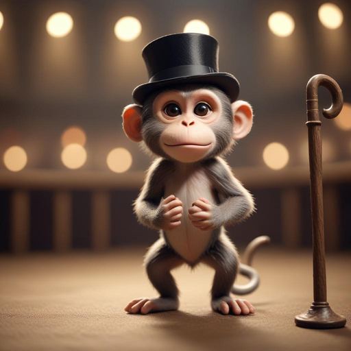 Spotlight on Cuteness: Monkey in Top Hat Steals the Show