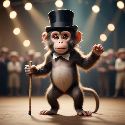 Top Hat and Tails: Monkey Takes the Stage in Whimsical Performance