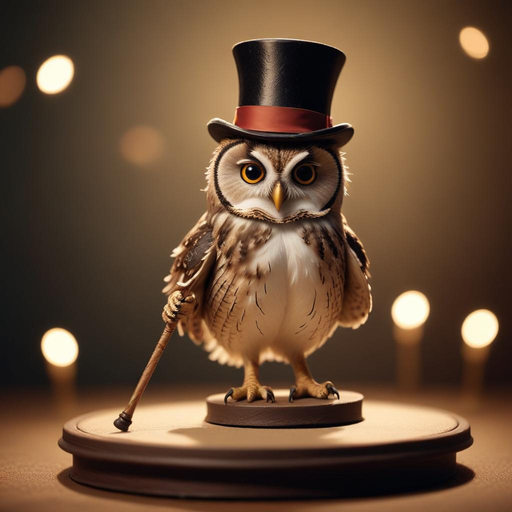 A Top-Hatted Owl Takes the Stage in Whimsical Charm