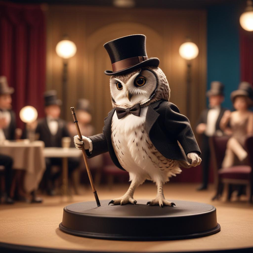 A Dapper Owl Takes the Stage in a Whimsical Night of Mystery