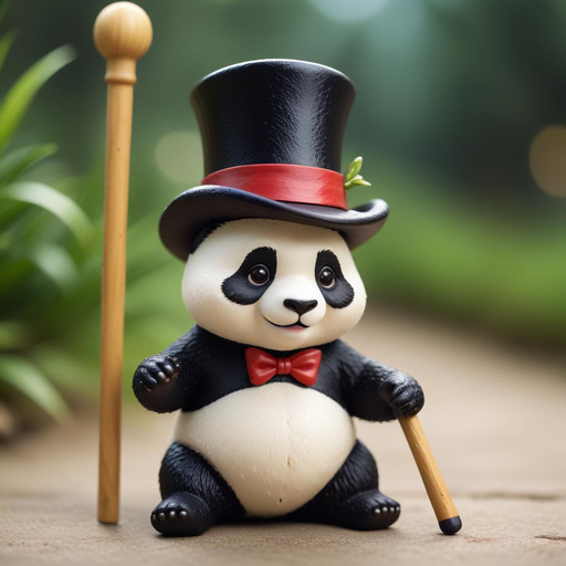 Tiny Top Hat Panda Steals the Show with Whimsical Charm