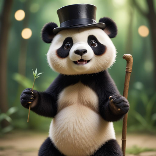 Top Hat Panda Strikes a Whimsical Pose