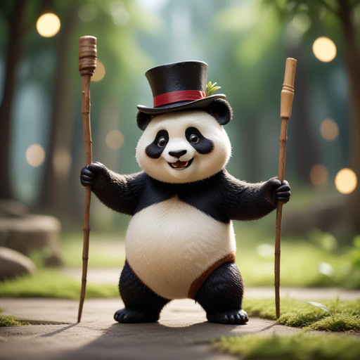 A Panda’s Playful Adventure in a Whimsical Forest