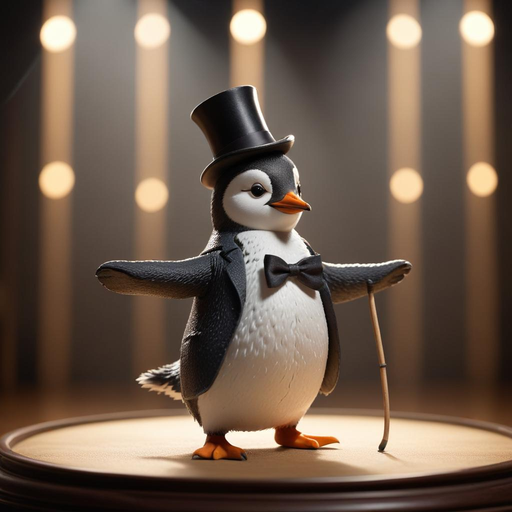 Tuxedoed Penguin Takes the Stage in a Playful Performance