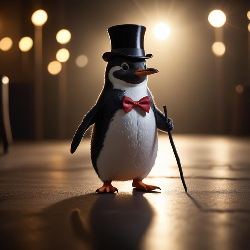 Tuxedoed Penguin Takes the Stage in Whimsical Performance