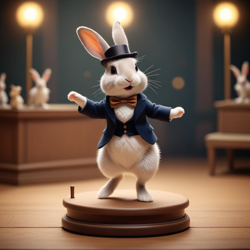 A Dapper Rabbit Takes Center Stage on a Musical Box