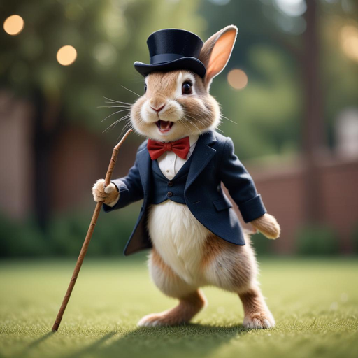 Tuxedoed Rabbit Strikes a Pose in Whimsical Charm