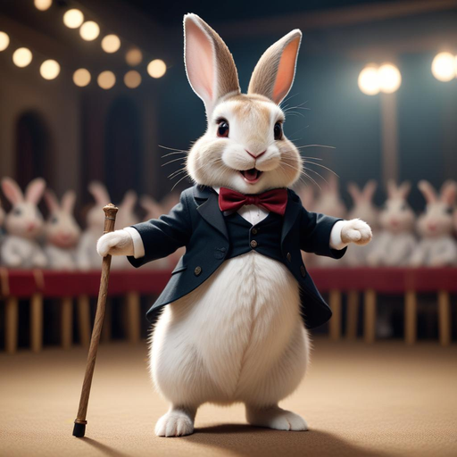 Tuxedoed Rabbit Takes the Stage in Whimsical Performance