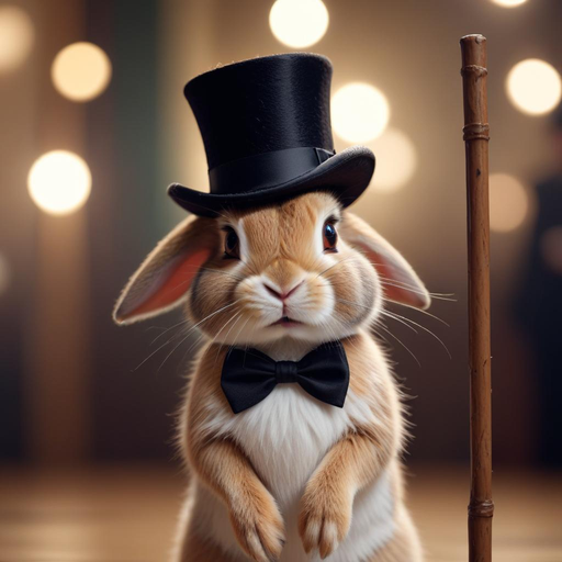 Top Hatted Wonder: A Rabbit’s Playful Gaze