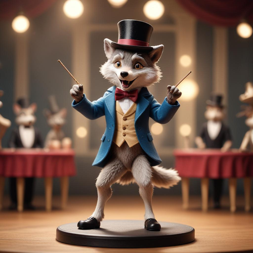 Wolf in a Suit Conducts a Whimsical Orchestra