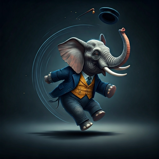 Suit Up and Jump! Elephant Takes Flight in Whimsical Scene