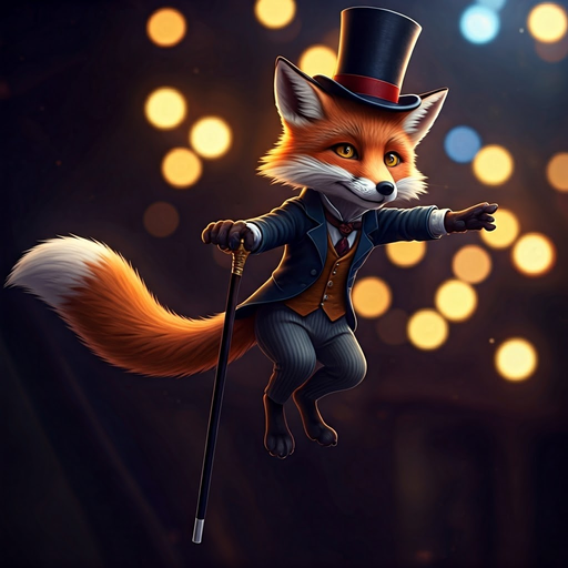 A Dashing Fox Takes Flight in a Whimsical World