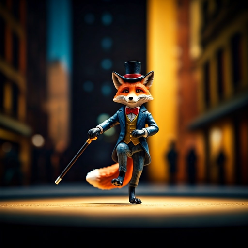 Dapper Fox Takes the Stage in Whimsical Cityscape