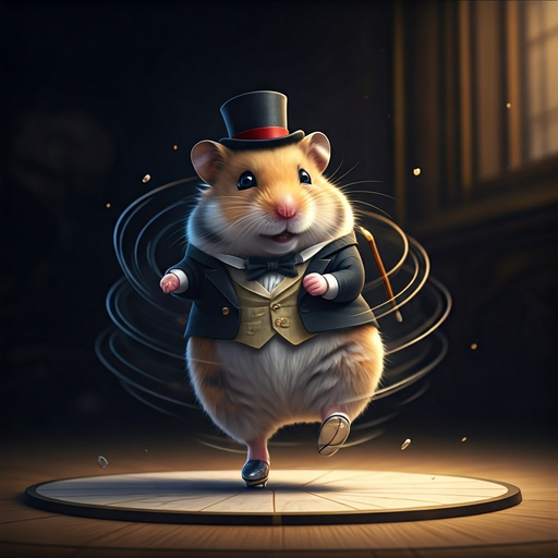 Tuxedoed Hamster Takes Center Stage in Whimsical Dance