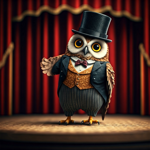 Tuxedoed Owl Ready to Steal the Show