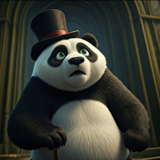 Top Hat Panda’s Curious Gaze