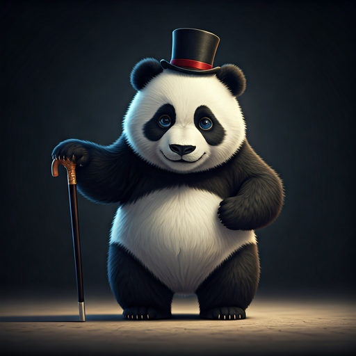 A Panda in a Top Hat: Whimsical Charm in the Dark