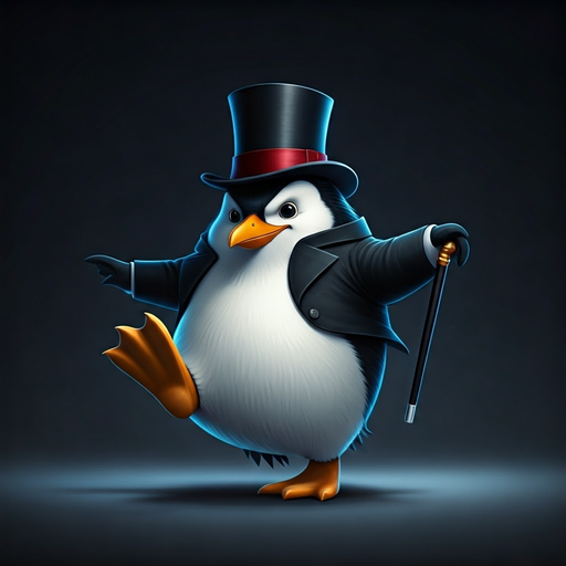 Tuxedoed Penguin Takes the Stage with a Dash of Whimsy