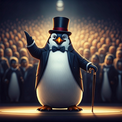 Tuxedoed Penguin Takes the Stage in a Whimsical Performance