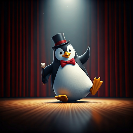 Penguin Takes the Stage in a Top Hat and Bow Tie!