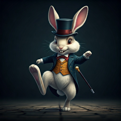 A Dapper Rabbit Takes to the Cobblestones