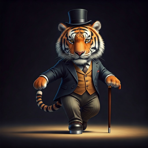 A Dapper Tiger Steps into the Night